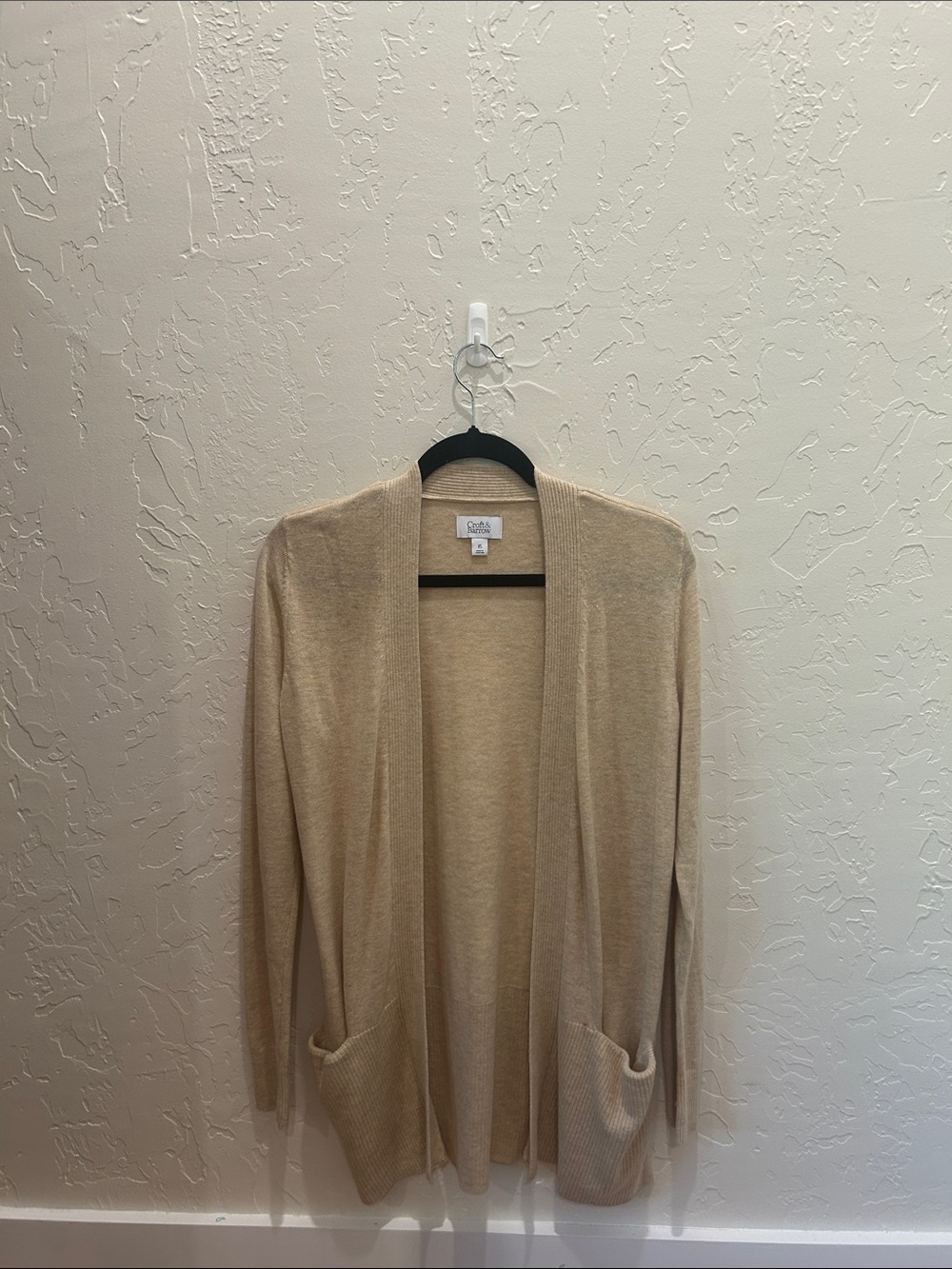 croft & barrow Beige Open-Front Pocket Cardigan